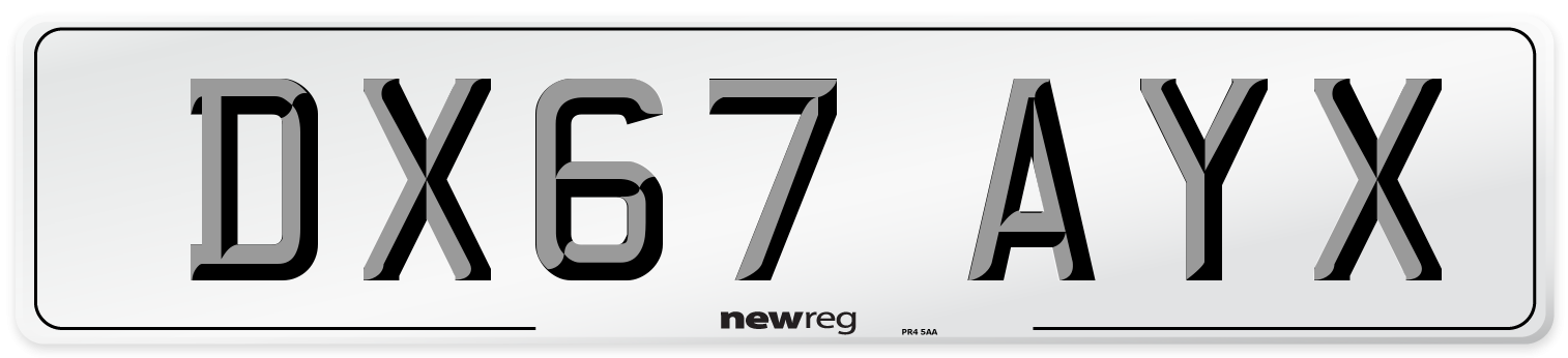 DX67 AYX Number Plate from New Reg